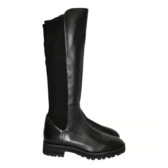 $850 Stuart Weitzman KNEE HIGH LUG 5050 LEATHER LIFT BLACK BOOT 12 (PA30)